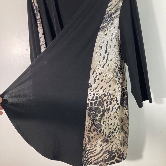 Womens Chicos Travelers Collection Open Cardigan Animal Print Beads L - Picture 3 of 10